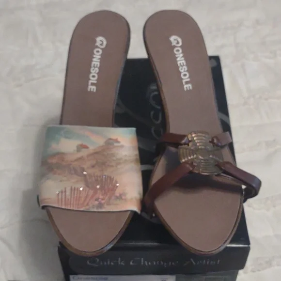 Onesole Brown Women's Interchangeable Heels - Picture 5 of 6